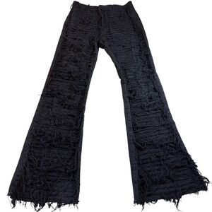 Y2K Forever 21 Black High Rise Flare Destroyed Boho Jeans Women's Size 27